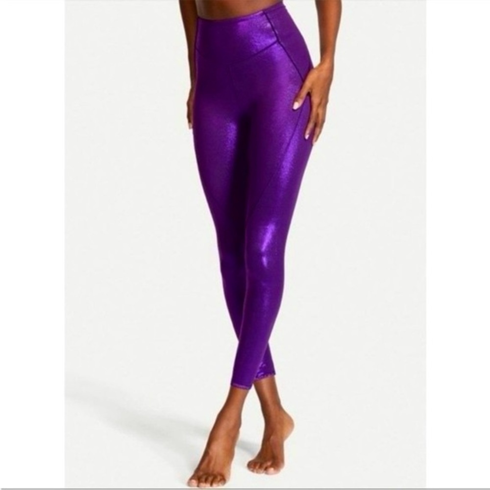 NWT Victoria Secret Sweat On Point Shine Legging Purple Metallic 8